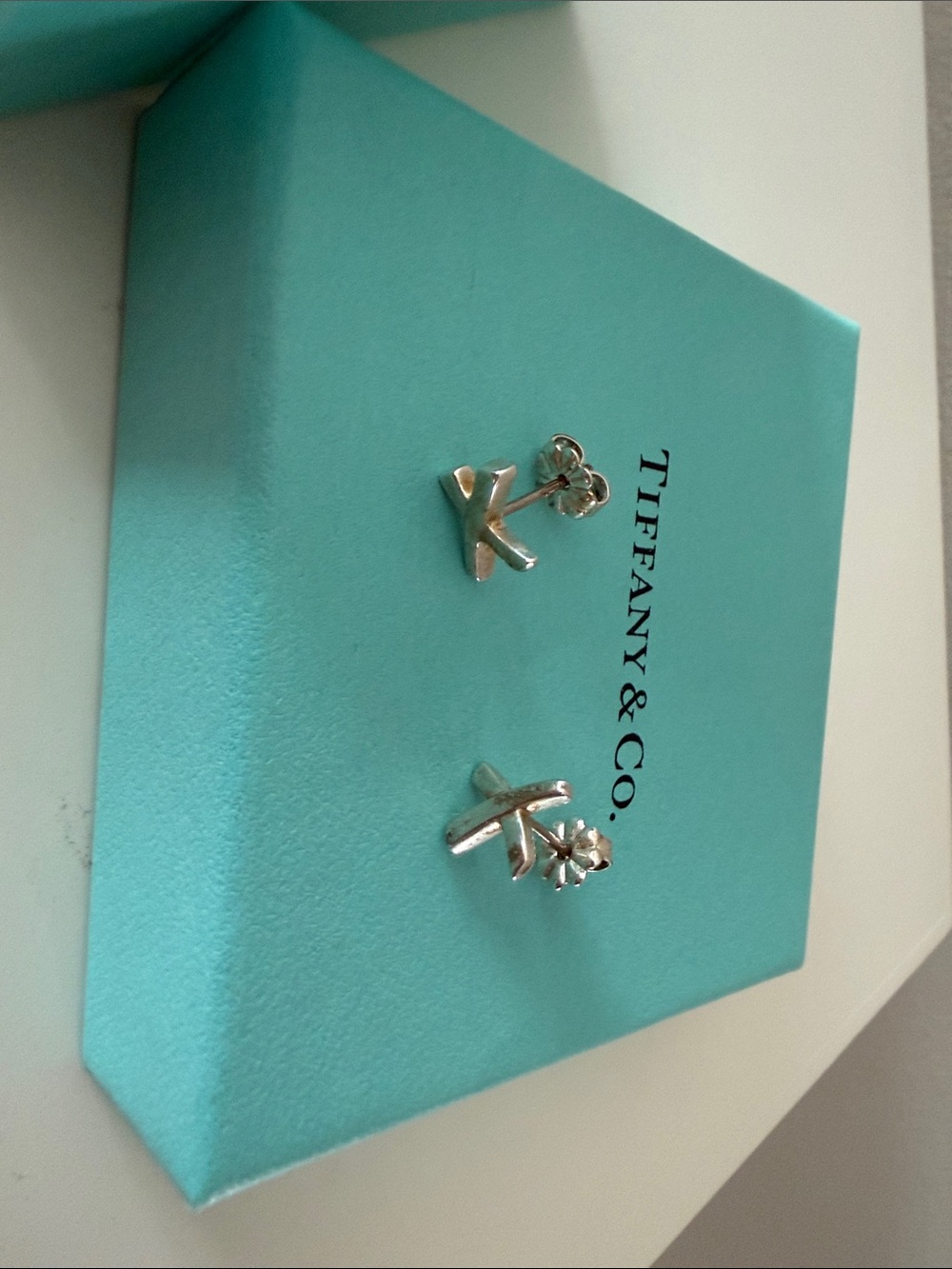 Tiffany & Co. Silver X earrings, only worn once.